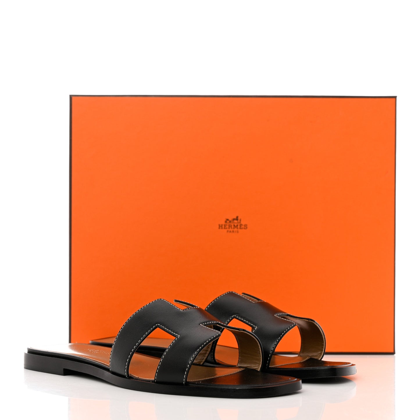 Box Calfskin Oran Sandals 37.5 Black
