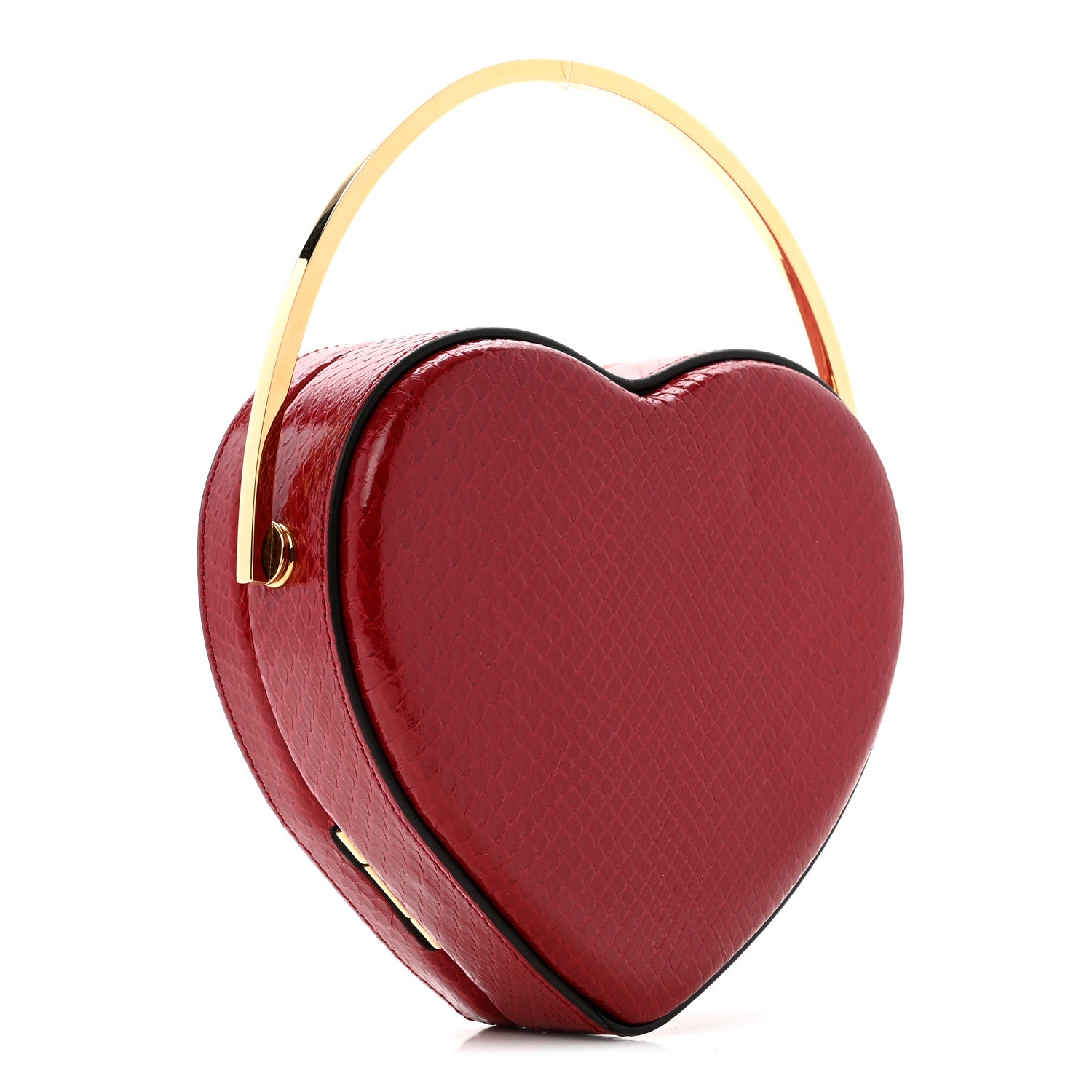 Gucci Snakeskin Broadway Mini Heart Top Handle Bag Rasberry Candy 3 of 12