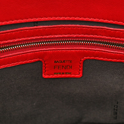 Fendi Nappa FF 1974 Embossed Large Baguette Fragola 6 of 10