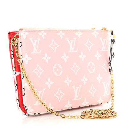 Louis Vuitton Monogram Giant Double Zip Pochette Rouge 3 of 13