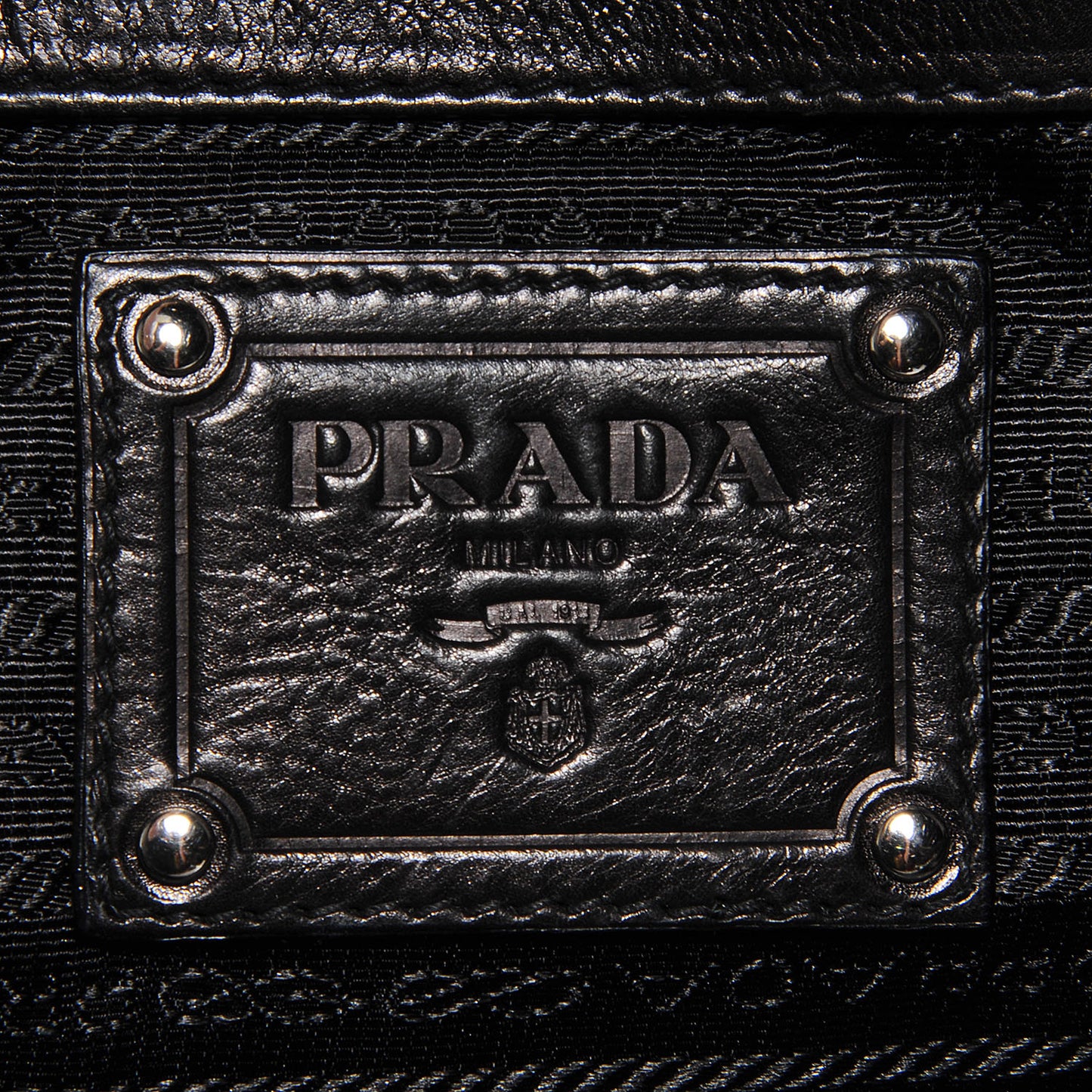 Glace Calf Studded Large Trunk Bag Fumo Black