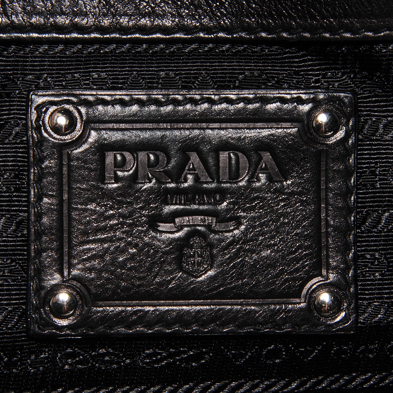 Prada Glace Calf Studded Large Trunk Bag Fumo Black 6 of 11