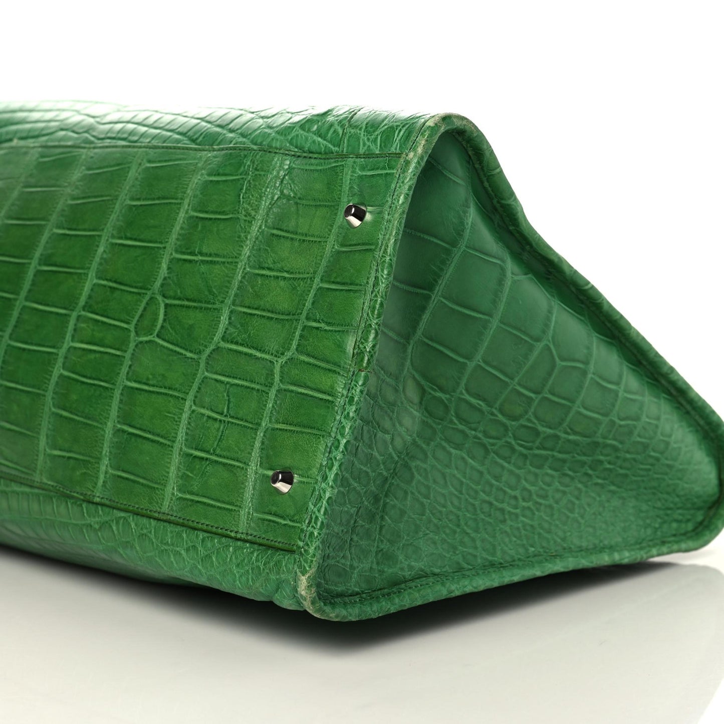 Crocodile Classic Silver Hardware Work Green
