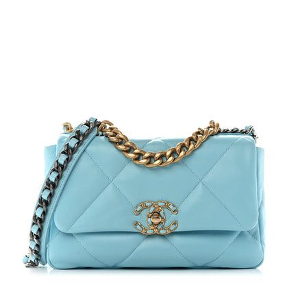 Chanel Lambskin Quilted Medium Chanel 19 Flap Light Blue 1 of 10