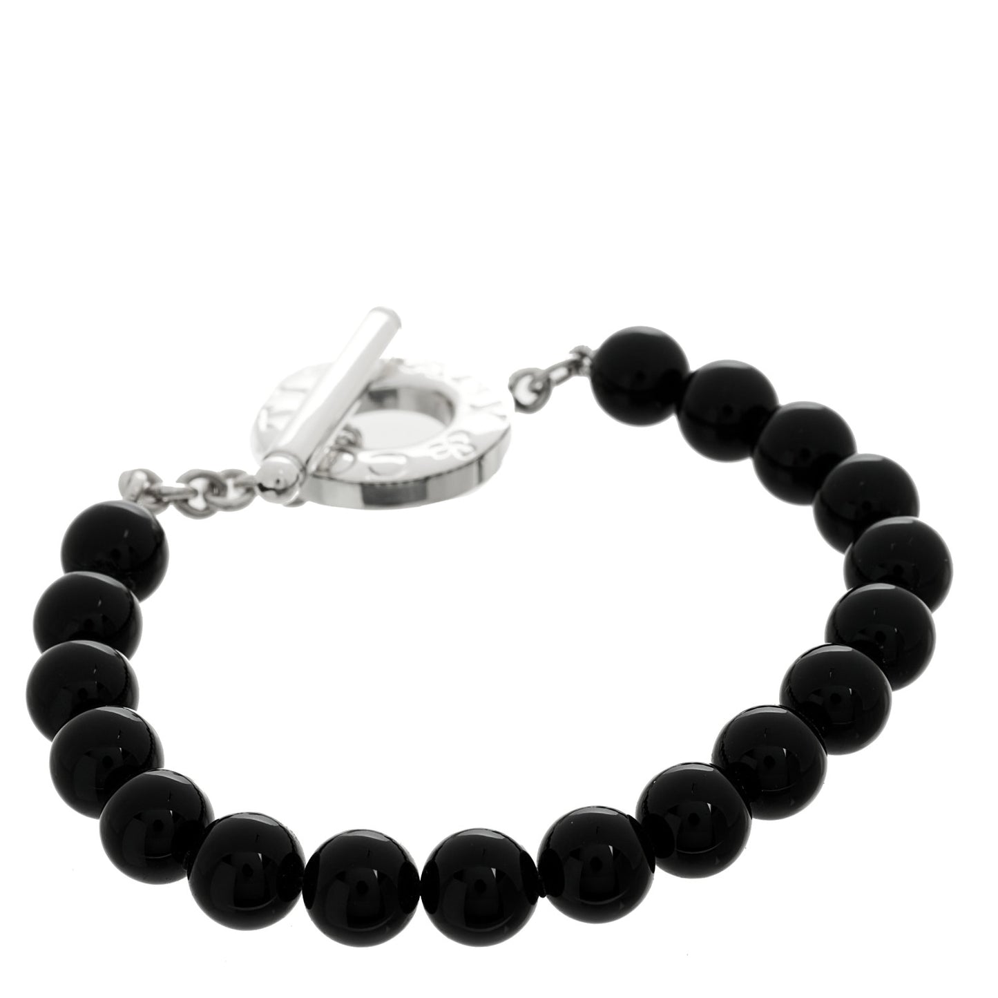 Sterling Silver Black Onyx Bead Toggle Bracelet