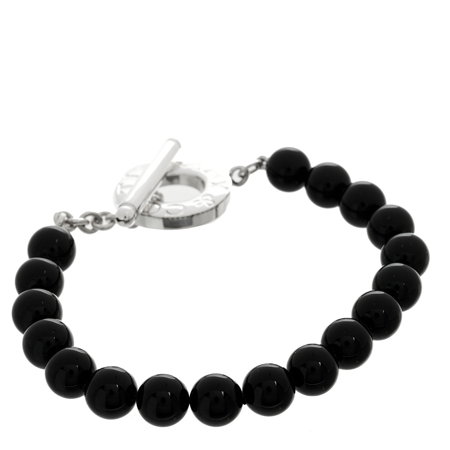 Tiffany Sterling Silver Black Onyx Bead Toggle Bracelet 1 of 3