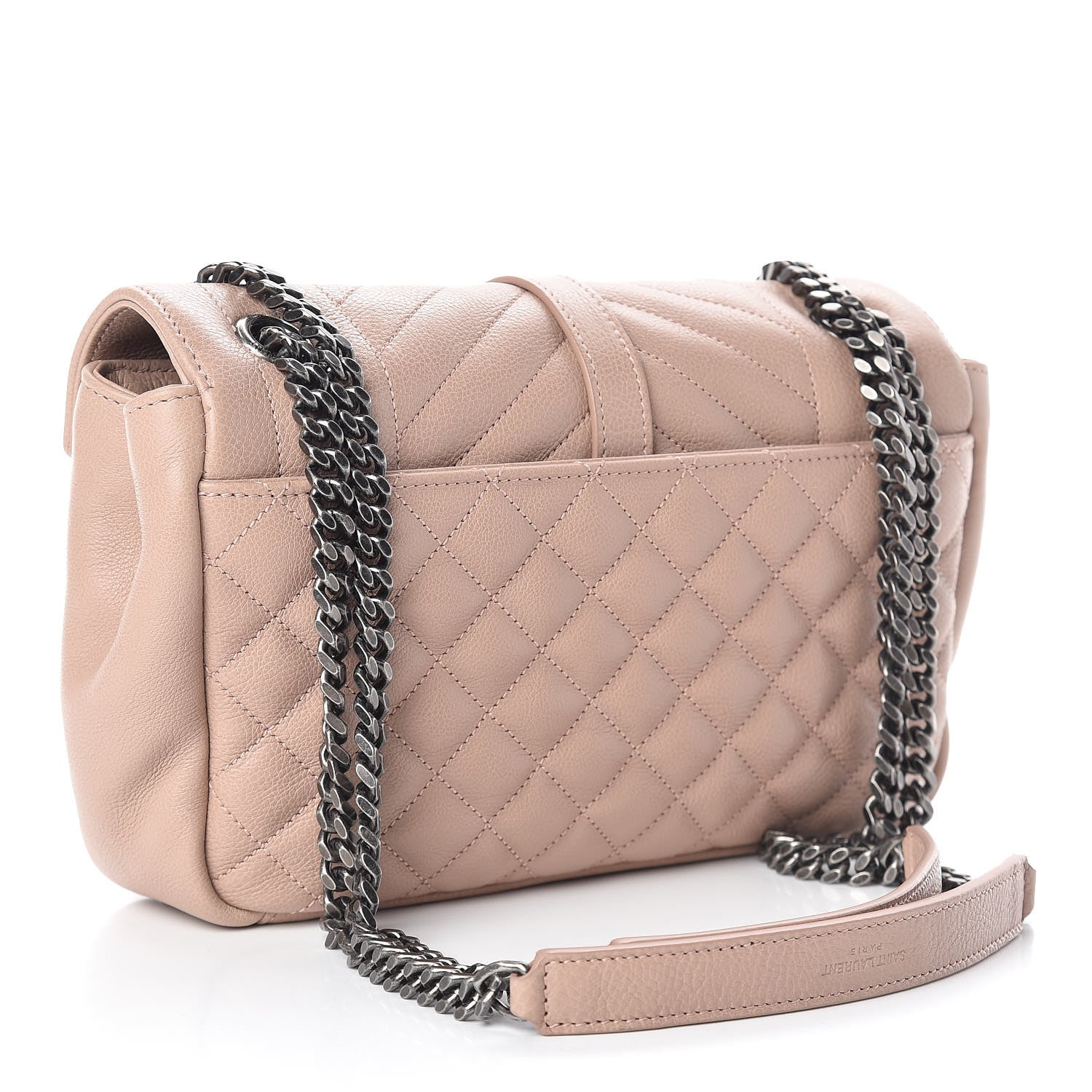 Saint Laurent Grained Calfskin Medium Triquilt College Monogram Satchel Rose 4 of 11