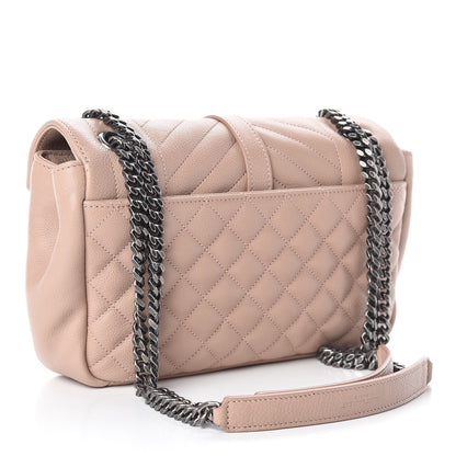 Saint Laurent Grained Calfskin Medium Triquilt College Monogram Satchel Rose 4 of 11