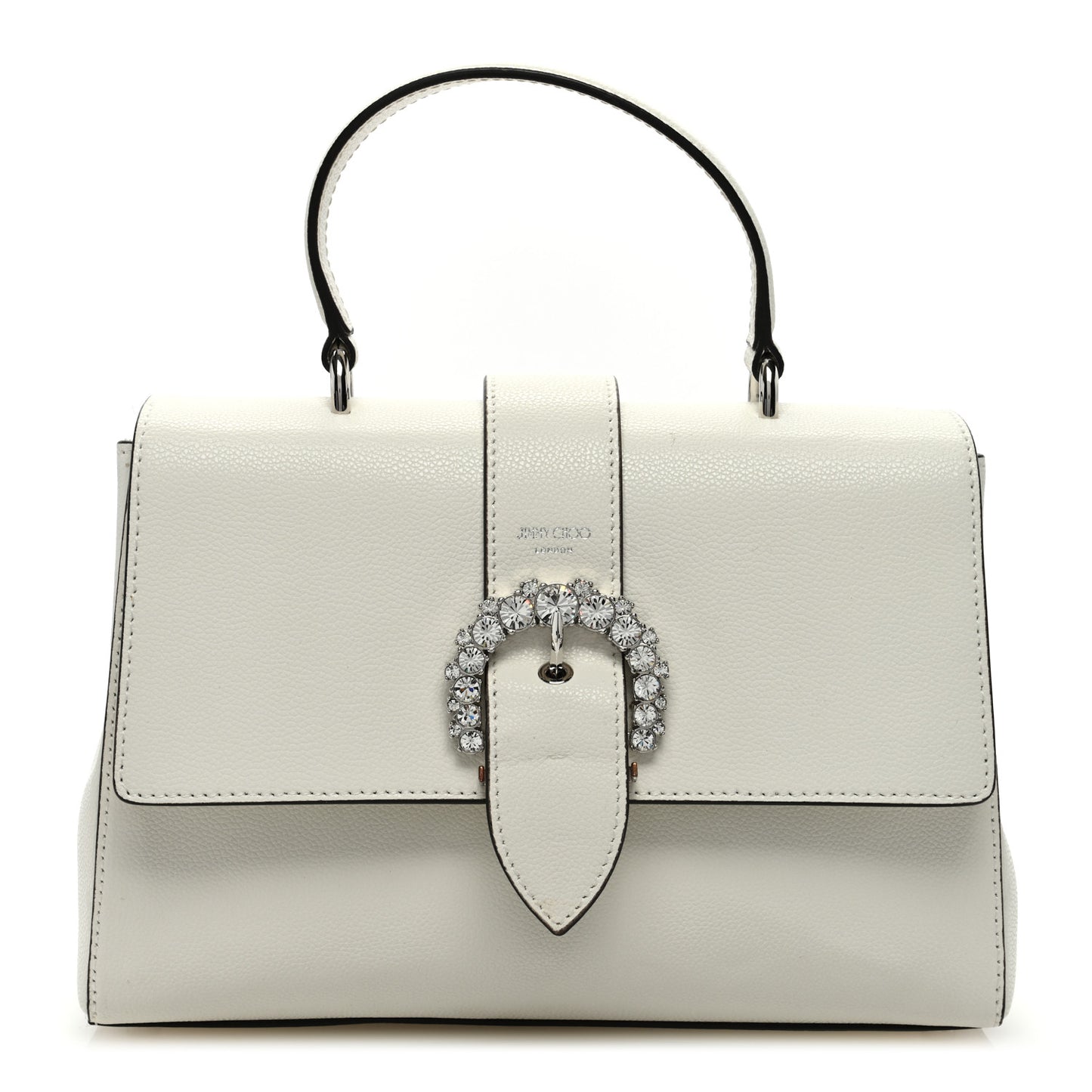 Calfskin Crystal Cheri Top Handle Bag Milk