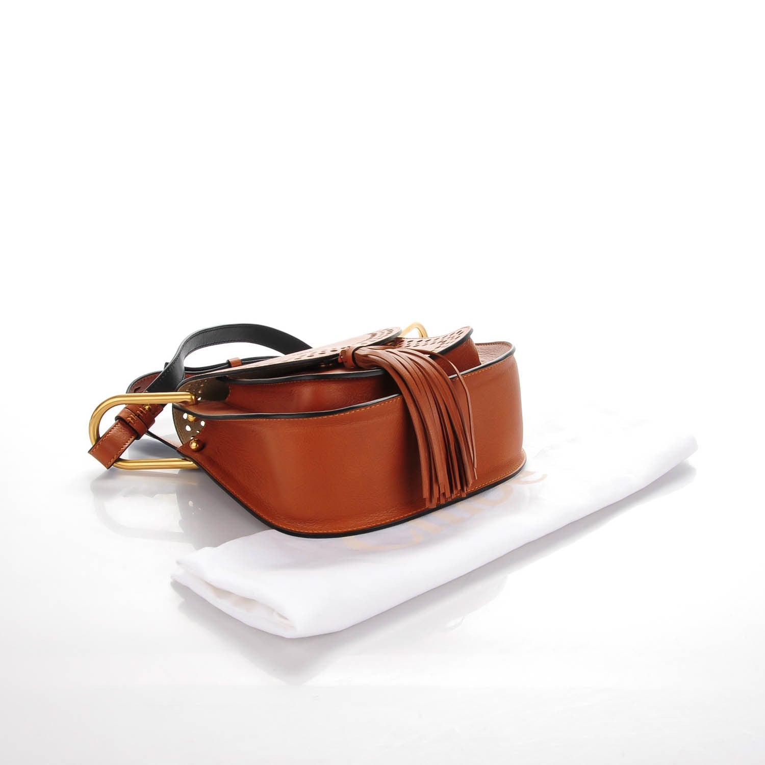 Chloe Calfskin Perforated Small Hudson Shoulder Bag Caramel 4 of 9