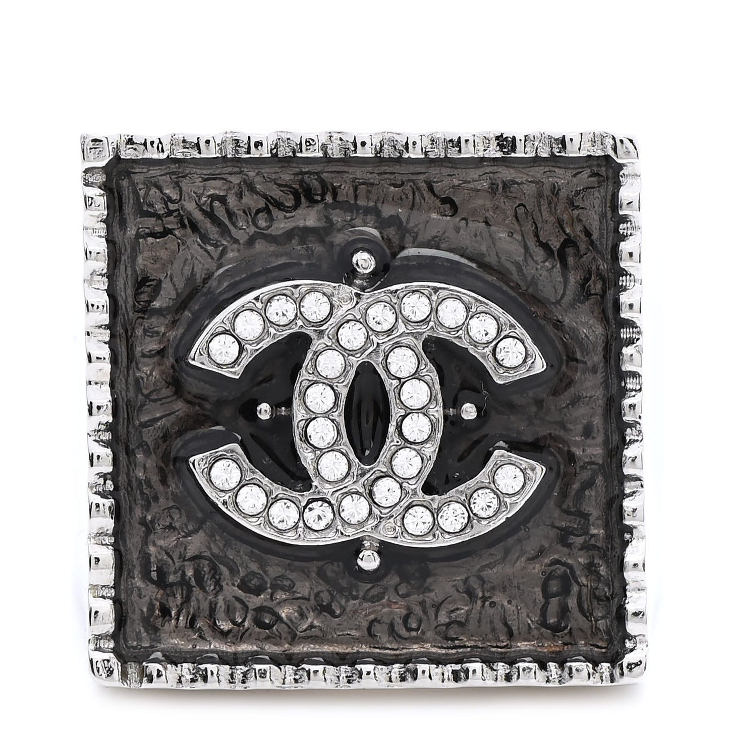 Crystal CC Ring Black Silver