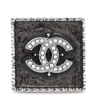 Chanel Crystal CC Ring Black Silver 1 of 5