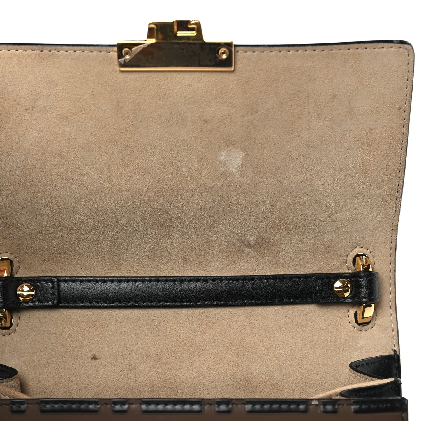 Vitello Liberty Bi-Color FF 1974 Embossed Small Kan U Shoulder Bag Maya Black