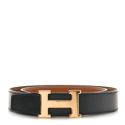 Hermes Box Togo 32mm H Belt 85 34 Black Gold 1 of 3