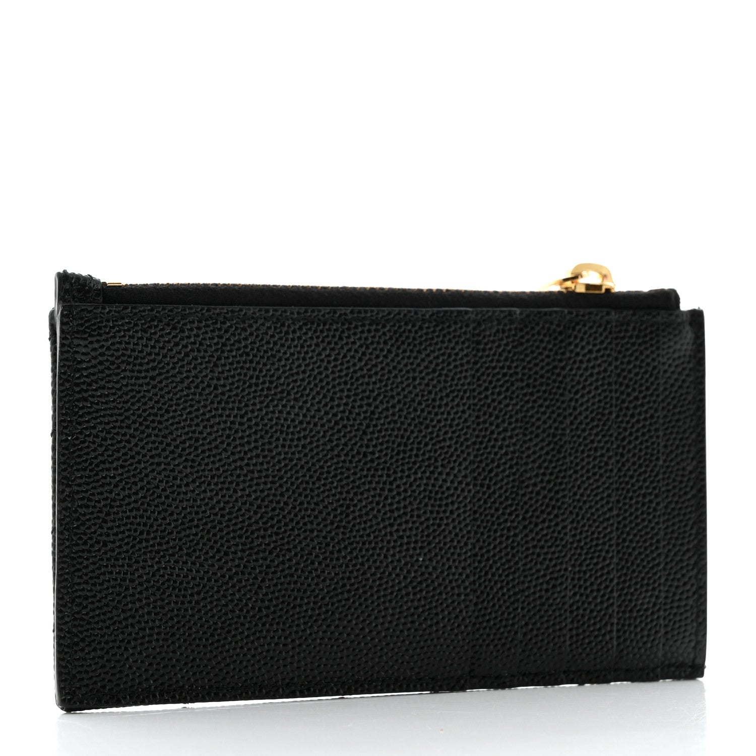 Saint Laurent Grain De Poudre Matelasse Chevron Monogram Fragments Zippered Card Case Black 3 of 7
