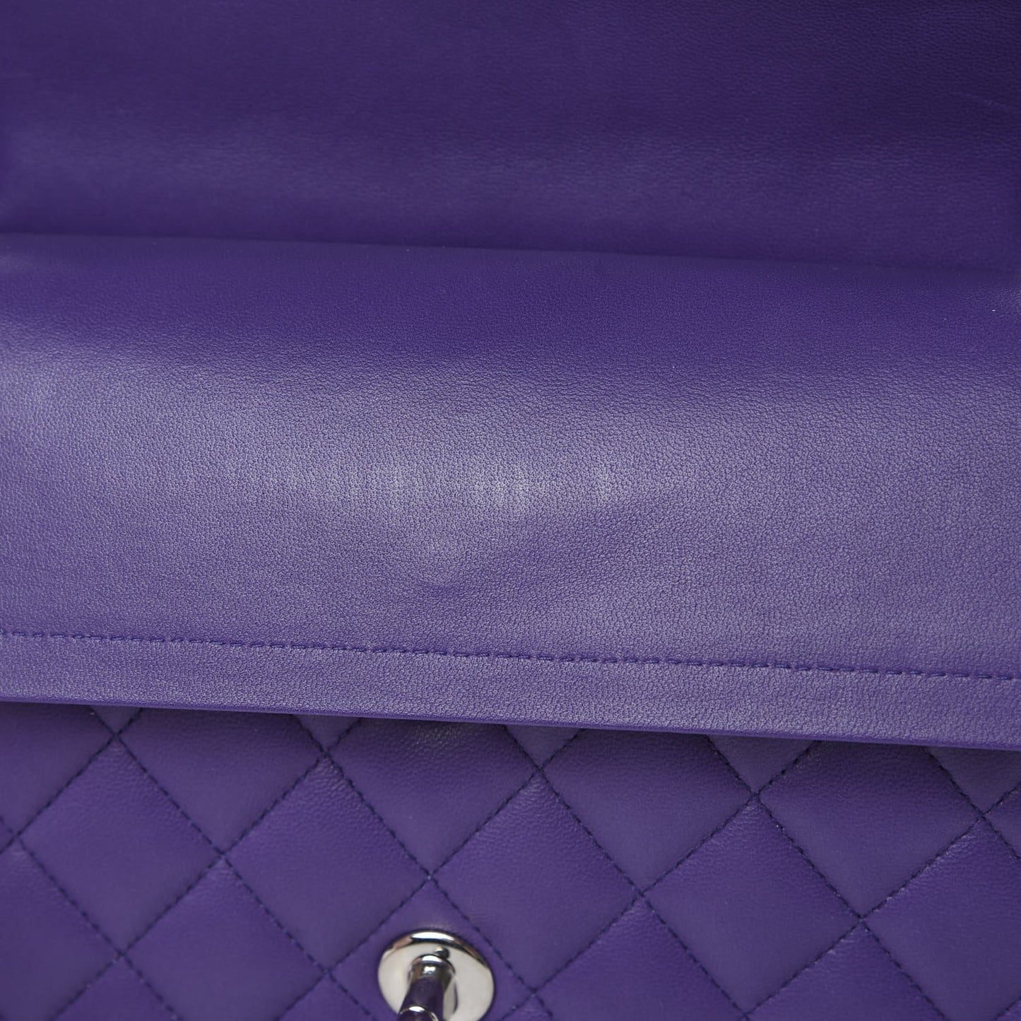Lambskin Quilted Medium Double Flap Purple