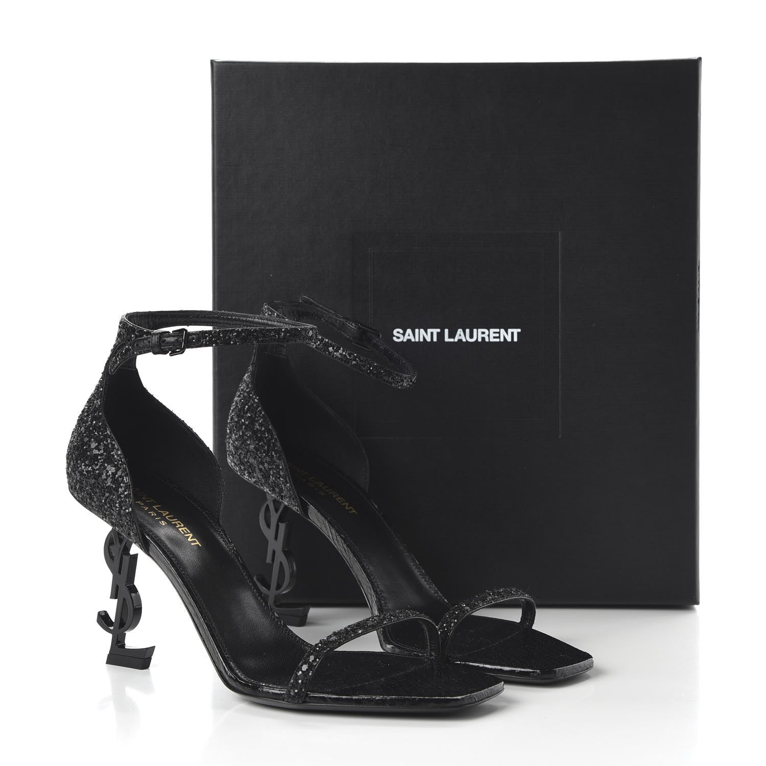 Saint Laurent Glitter Opyum 85 Sandals 38.5 Black 9 of 10