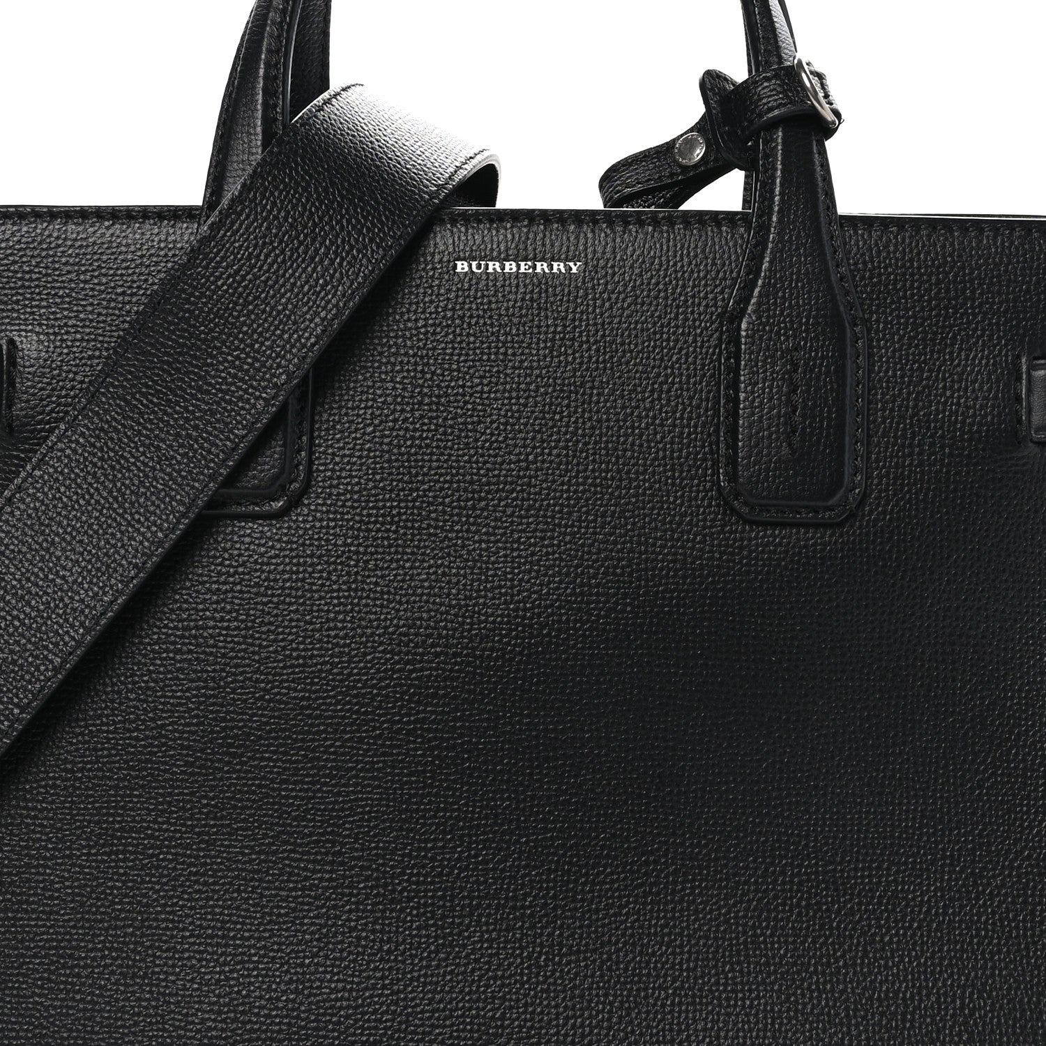 Burberry Derby Calfskin Vintage Check Medium Banner Tote Black 9 of 11