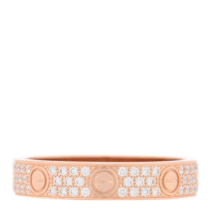 Cartier 18K Pink Gold Diamond 4mm LOVE Wedding Paved Band Ring 53 6.5 3 of 4