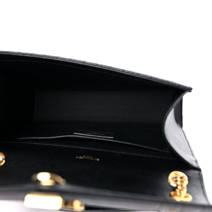Saint Laurent Grain De Poudre Textured Mixed Matelasse Triquilt Medium Monogram Satchel Black 5 of 10