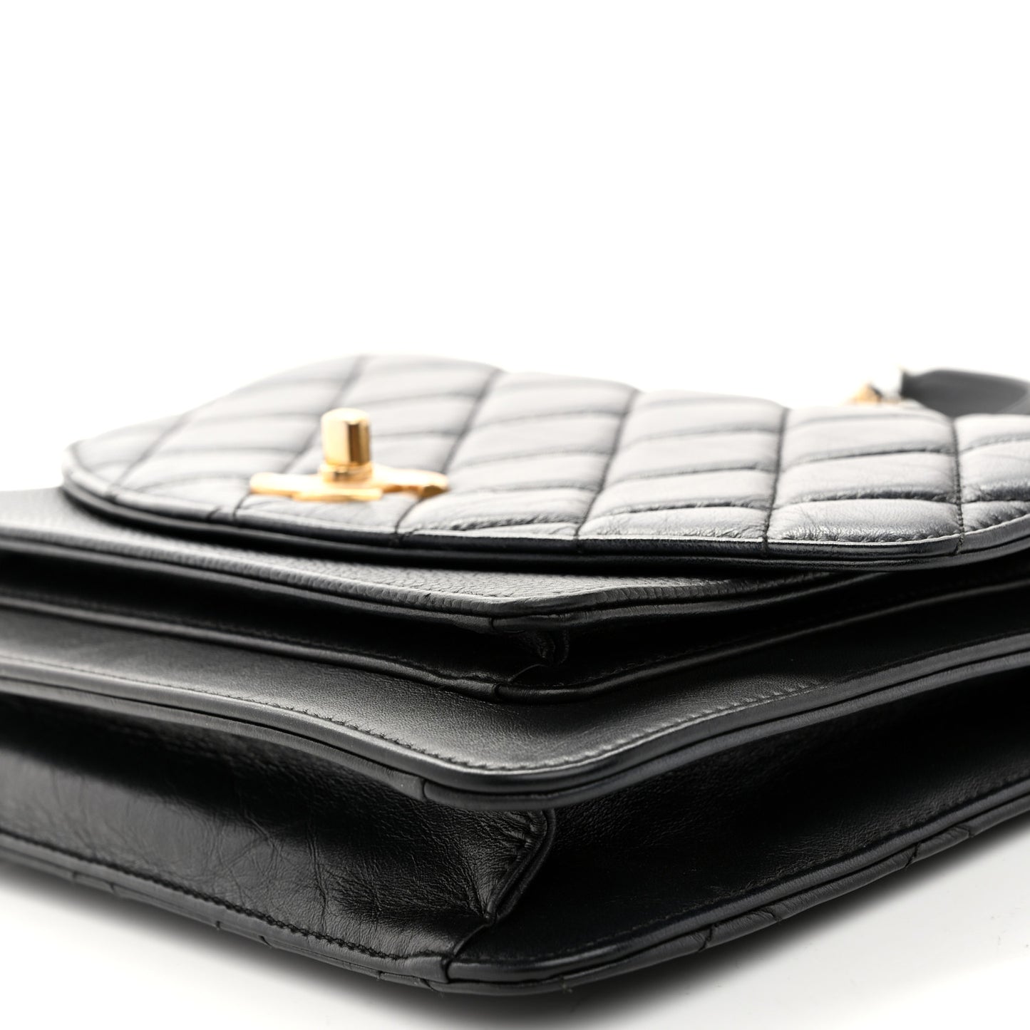 Calfskin Caviar Quilted Chain Handle Flap Black