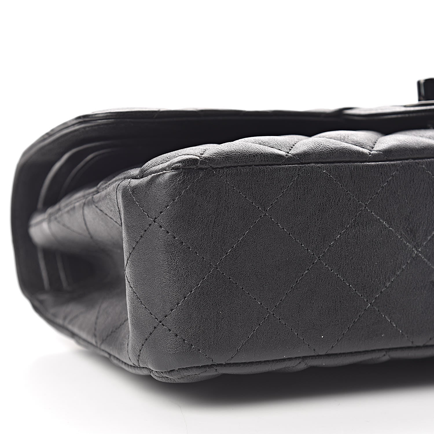 Chanel Crumpled Calfskin Quilted Medium Double Flap So Black 8 of 11