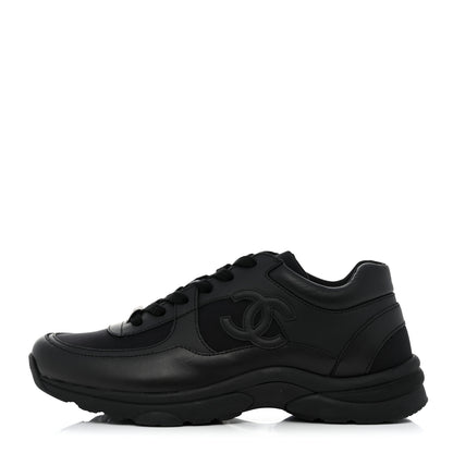 Chanel Calfskin Lambskin CC Uniform Sneakers 40 Black 1 of 9