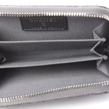 Chanel Metallic Calfskin Camellia Embossed Zip Coin Purse Grey 5 of 8