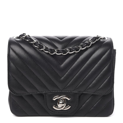 Chanel Lambskin Chevron Quilted Mini Square Flap Black 1 of 10