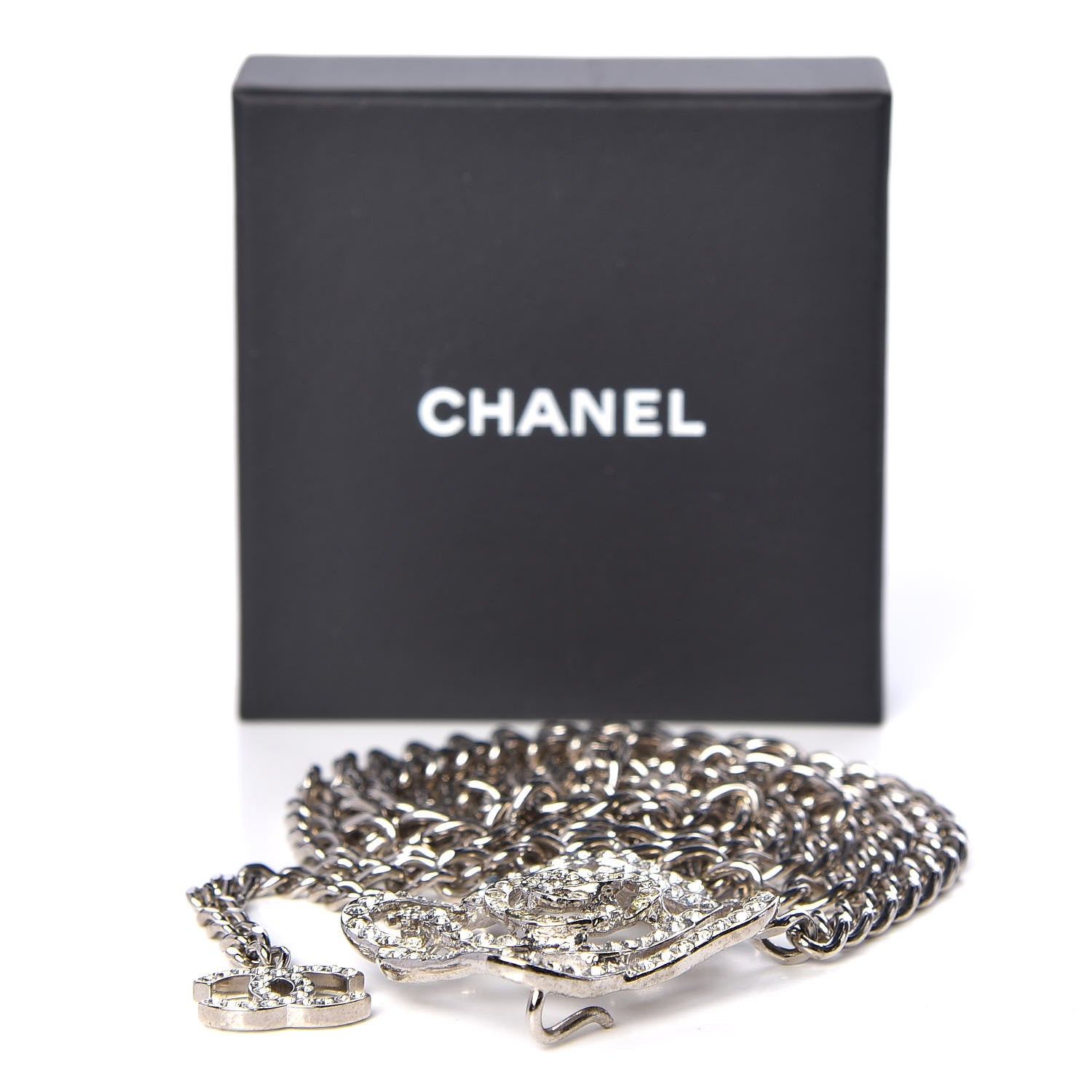 Chanel Crystal CC Camellia Chain Belt Silver 5 of 5
