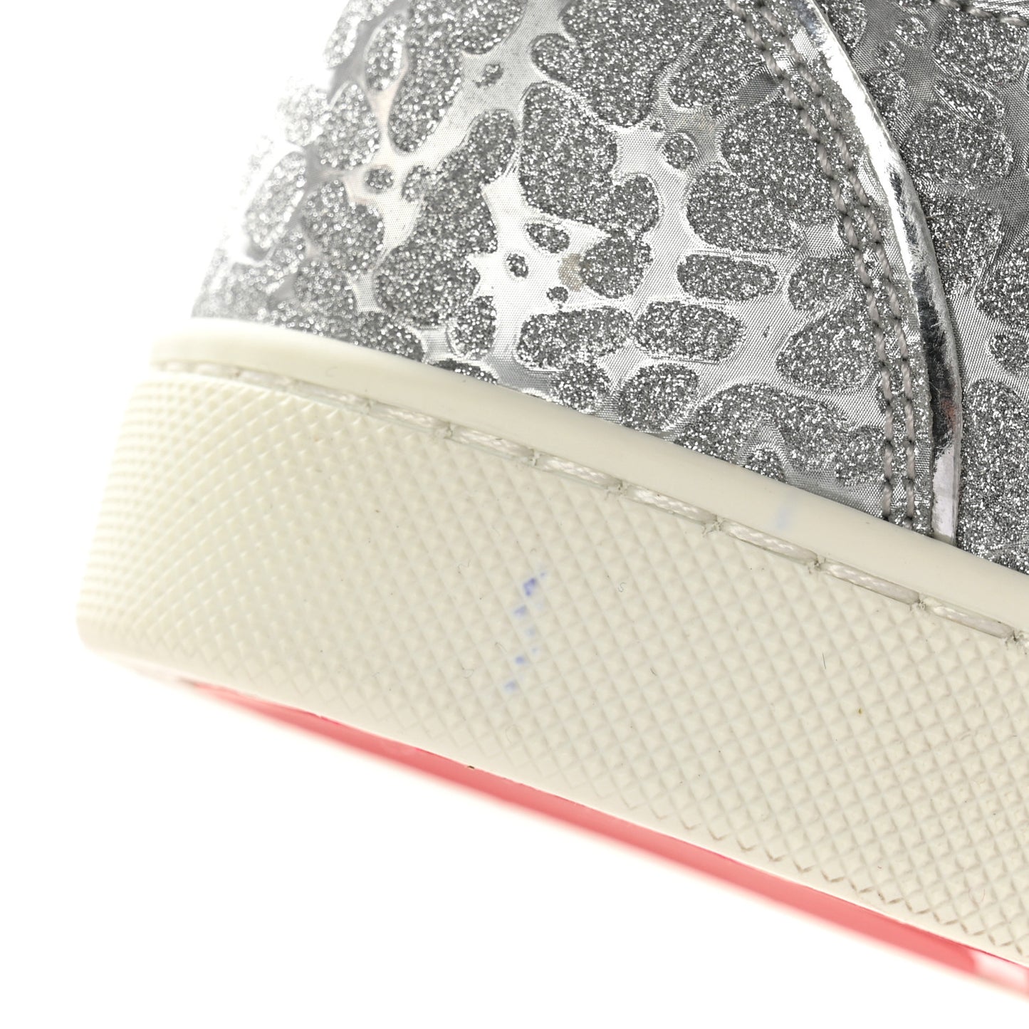 Glitter Metallic Calfskin Spikes Vieira 2 Flat Sneakers 37.5 Silver