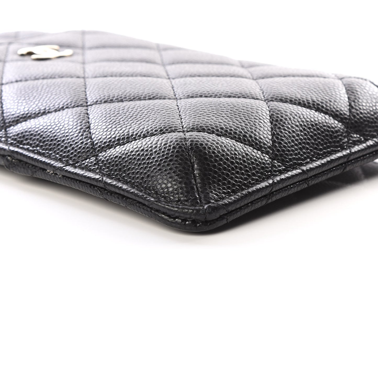 Caviar Quilted Classic Flat Wallet Pouch Black