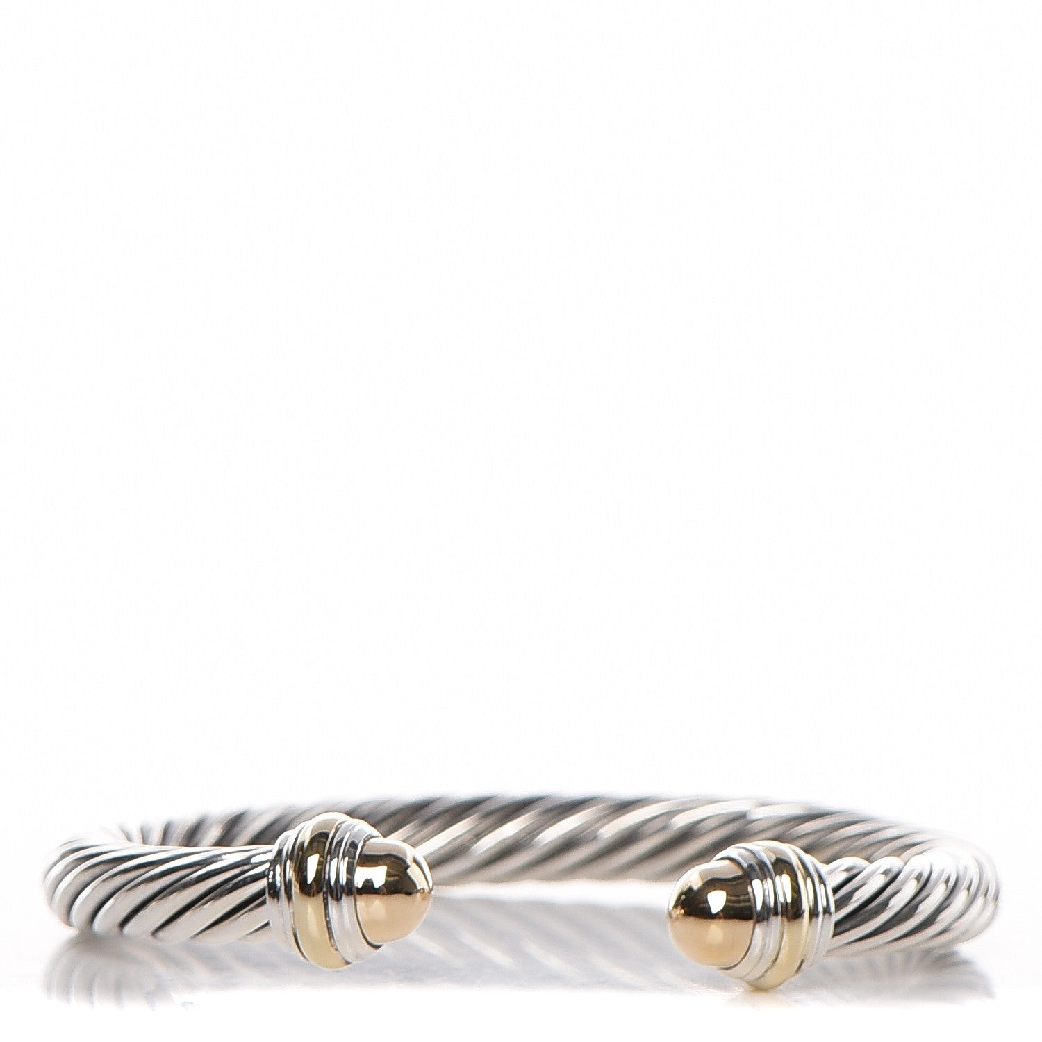 David Yurman Sterling Silver 14K Yellow Gold 7mm Cable Classics Bracelet 1 of 4