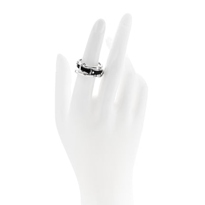 John Hardy Sterling Silver Enamel Bamboo Triple Ring 54 6.75 Black 2 of 8