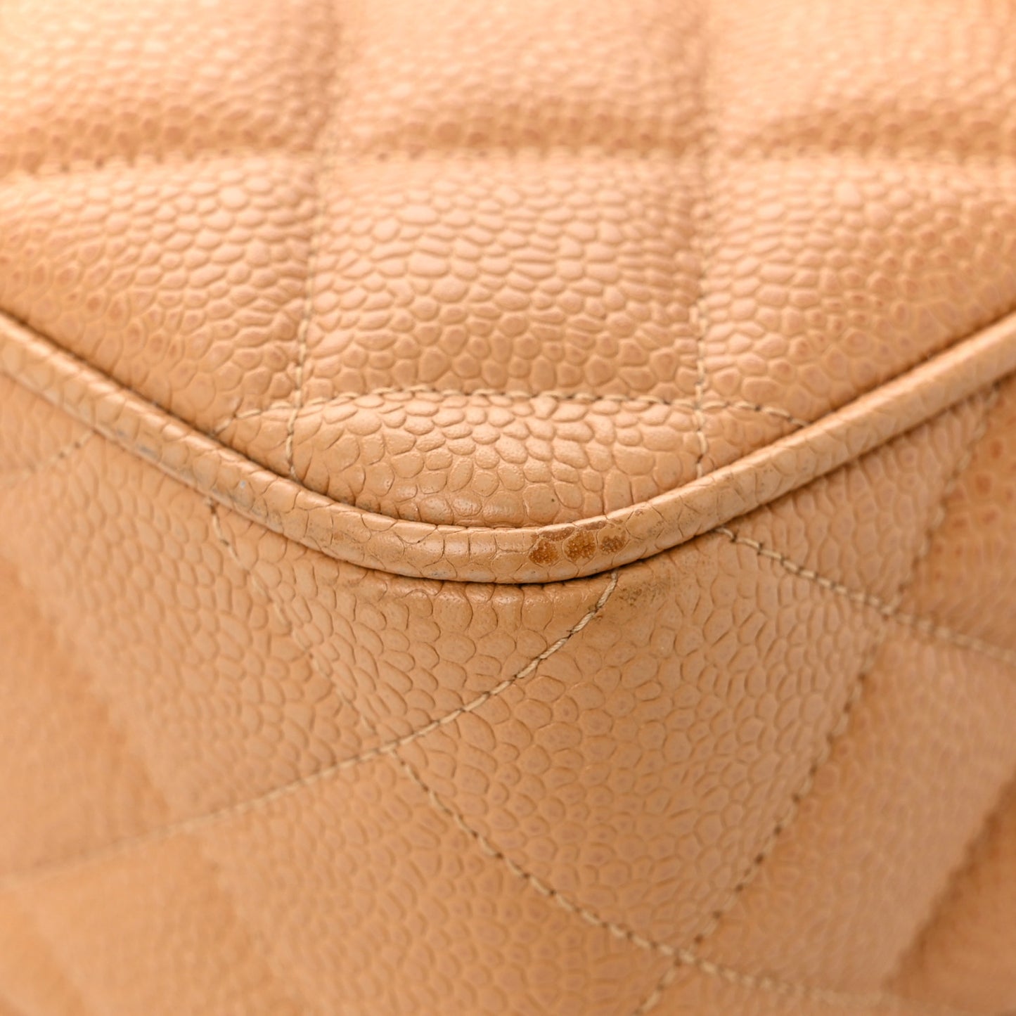 Caviar Quilted Camera Case Beige