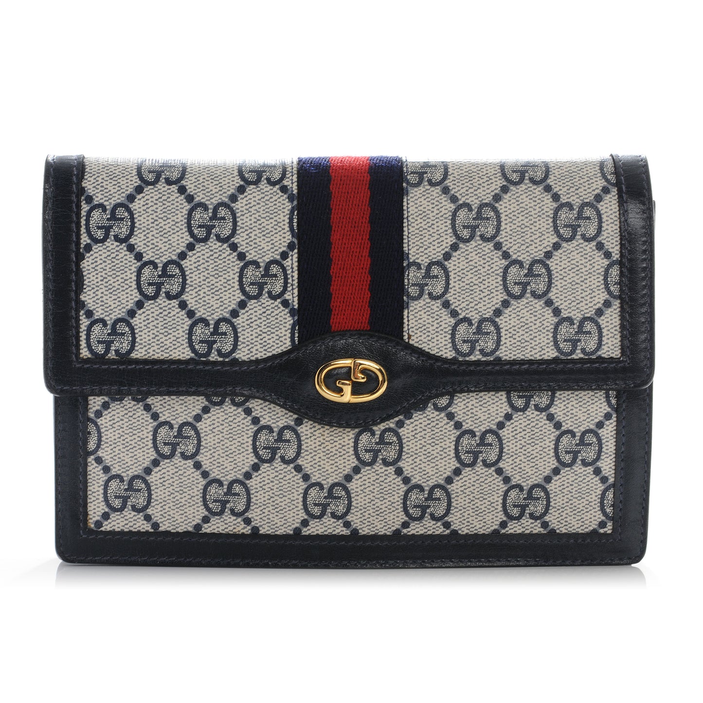 Monogram Web Cosmetic Case Accessories Pouch Navy