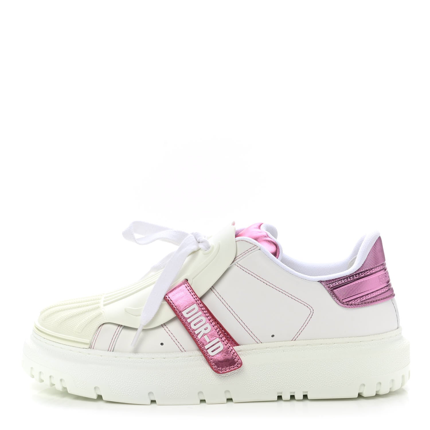 Christian Dior Laminated Calfskin Dior-ID Platform Sneakers 39 White Metallic Pink 1 of 9