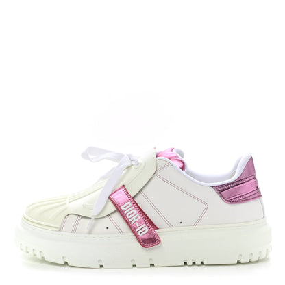 Christian Dior Laminated Calfskin Dior-ID Platform Sneakers 39 White Metallic Pink 1 of 9