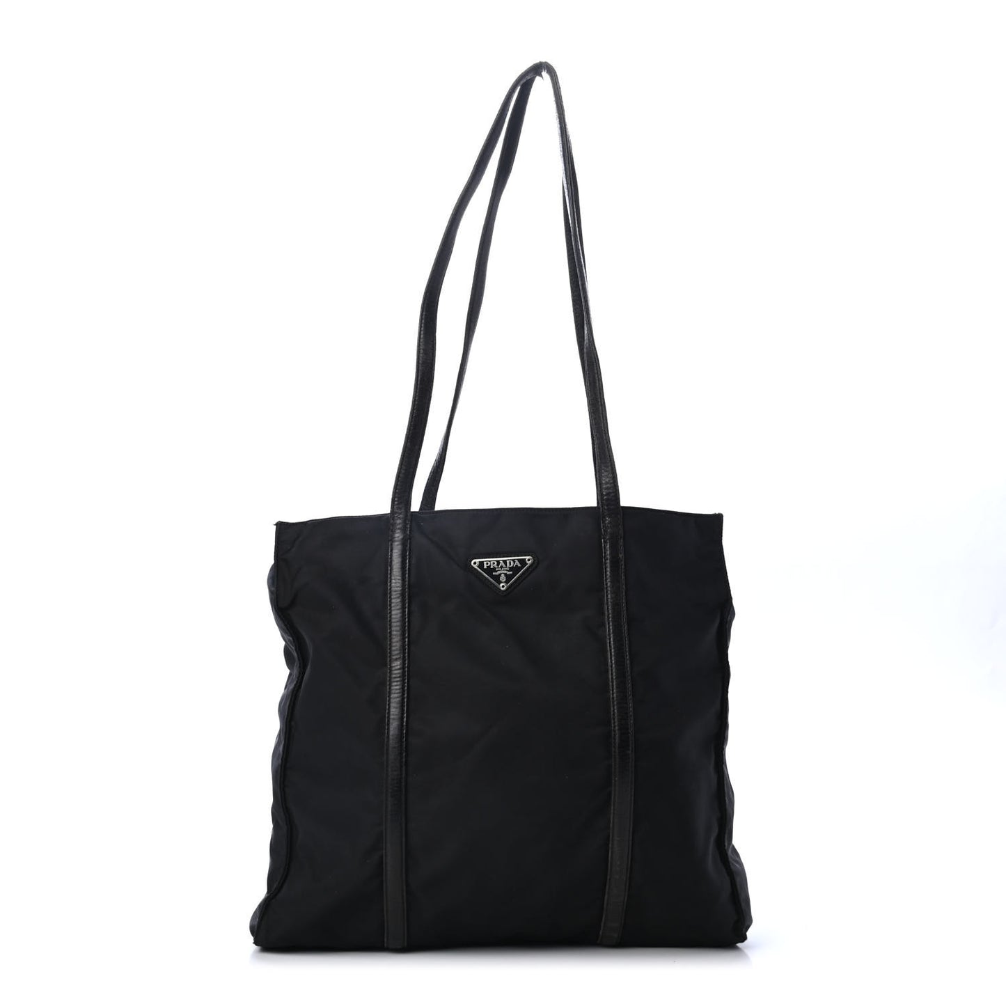 Tessuto Nylon Calfskin Shoulder Bag Black