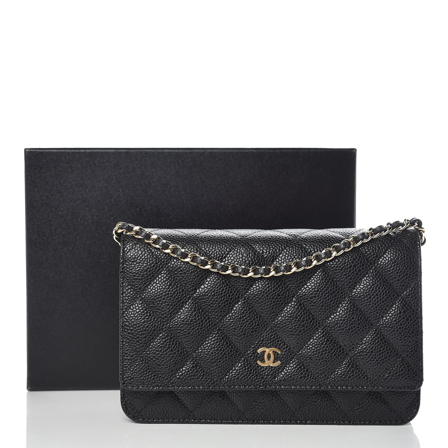 Caviar Quilted Wallet On Chain WOC Black