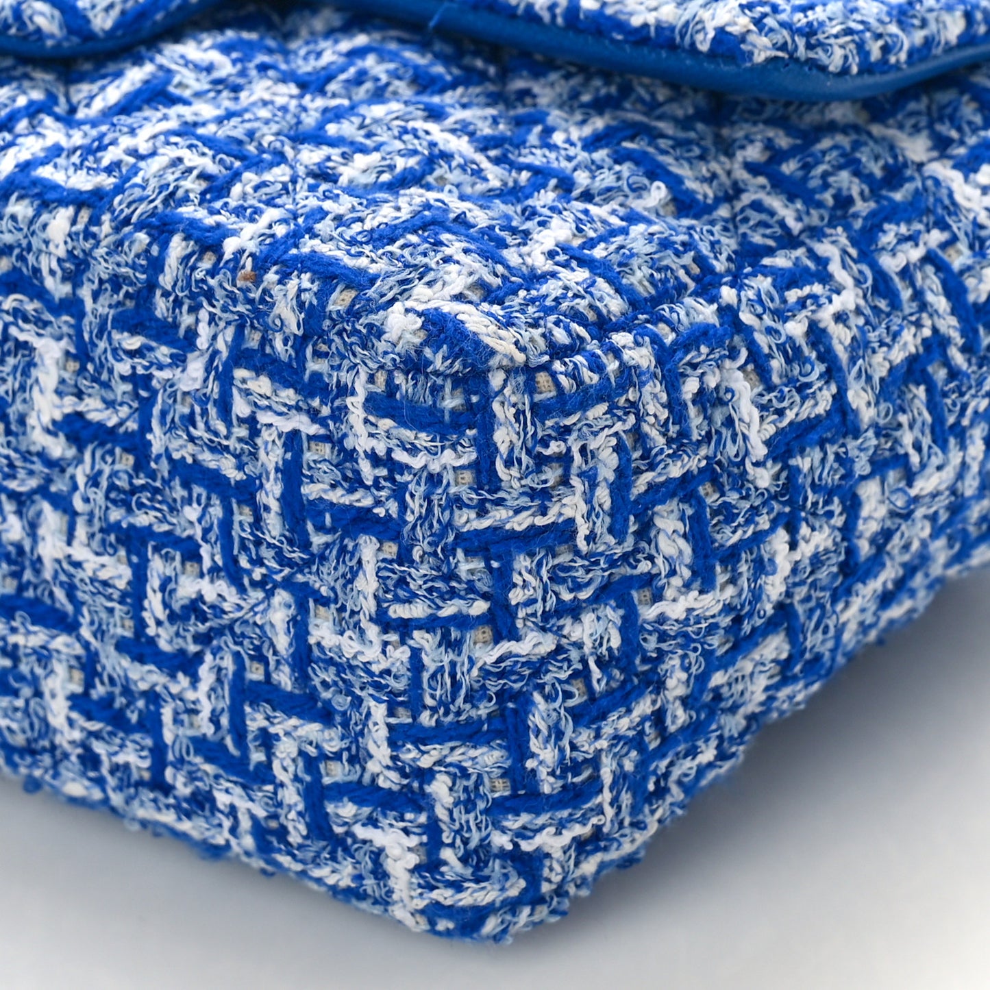 Tweed Quilted Mini Rectangular Flap Blue White