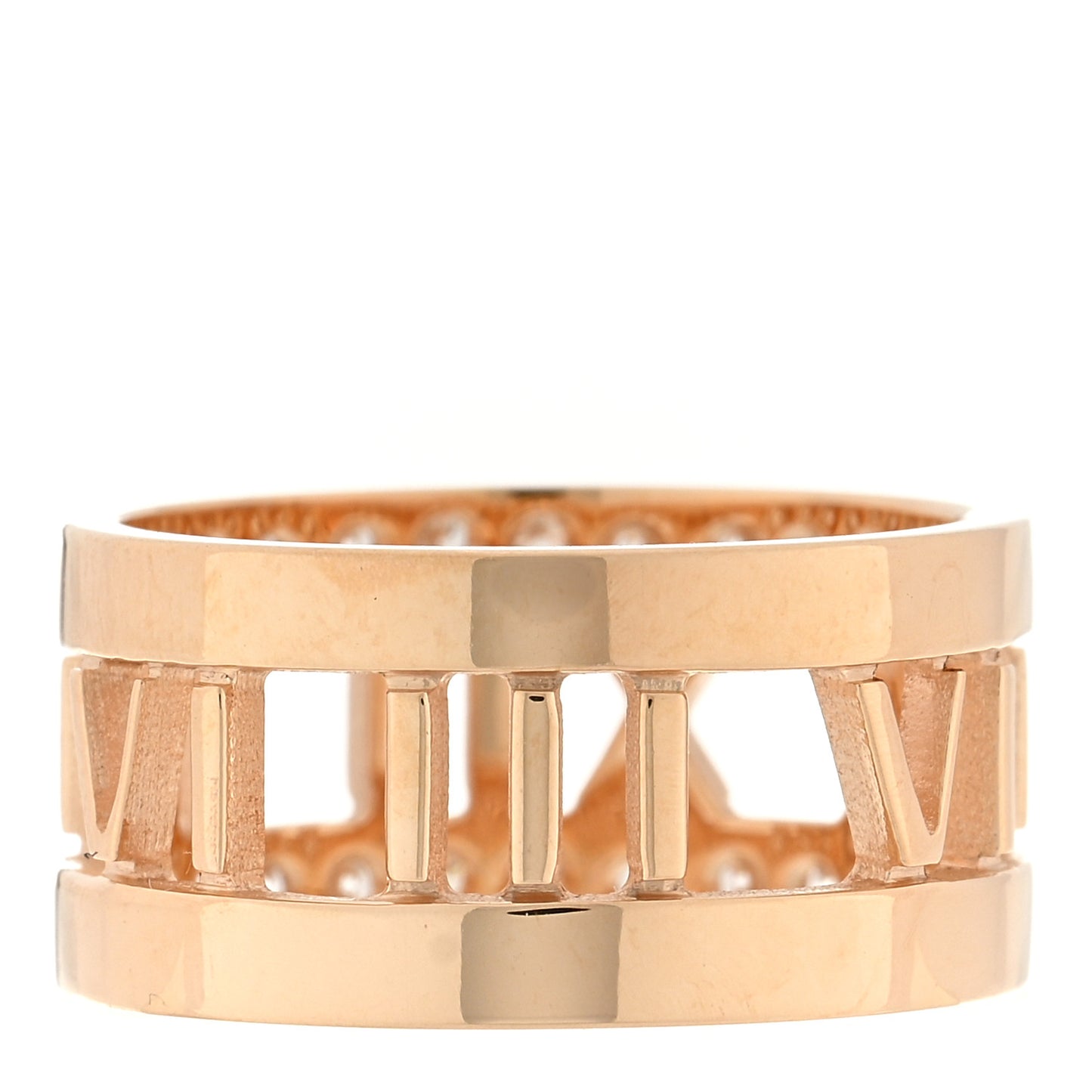 18K Rose Gold Diamond Wide Atlas Open Ring 48 4.5