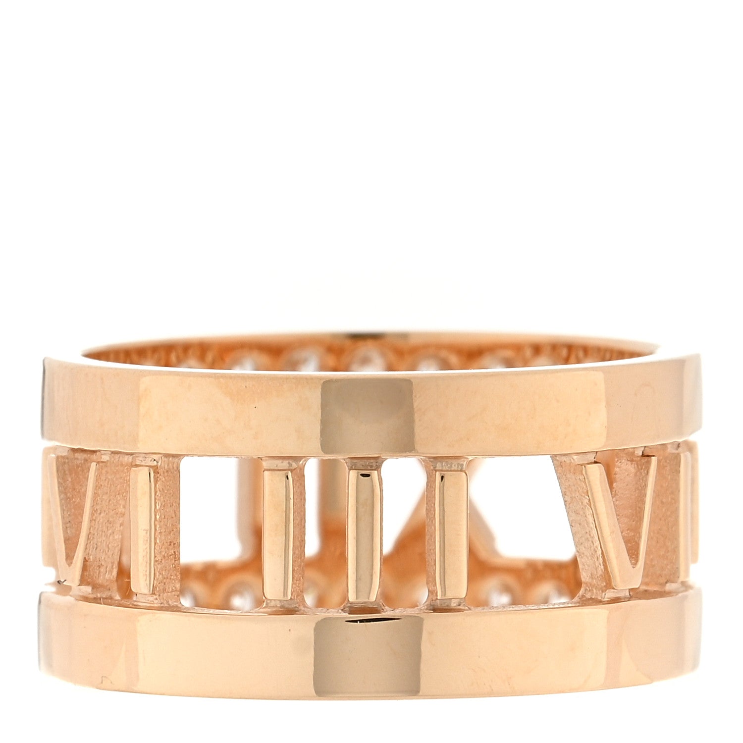 Tiffany 18K Rose Gold Diamond Wide Atlas Open Ring 48 4.5 3 of 4