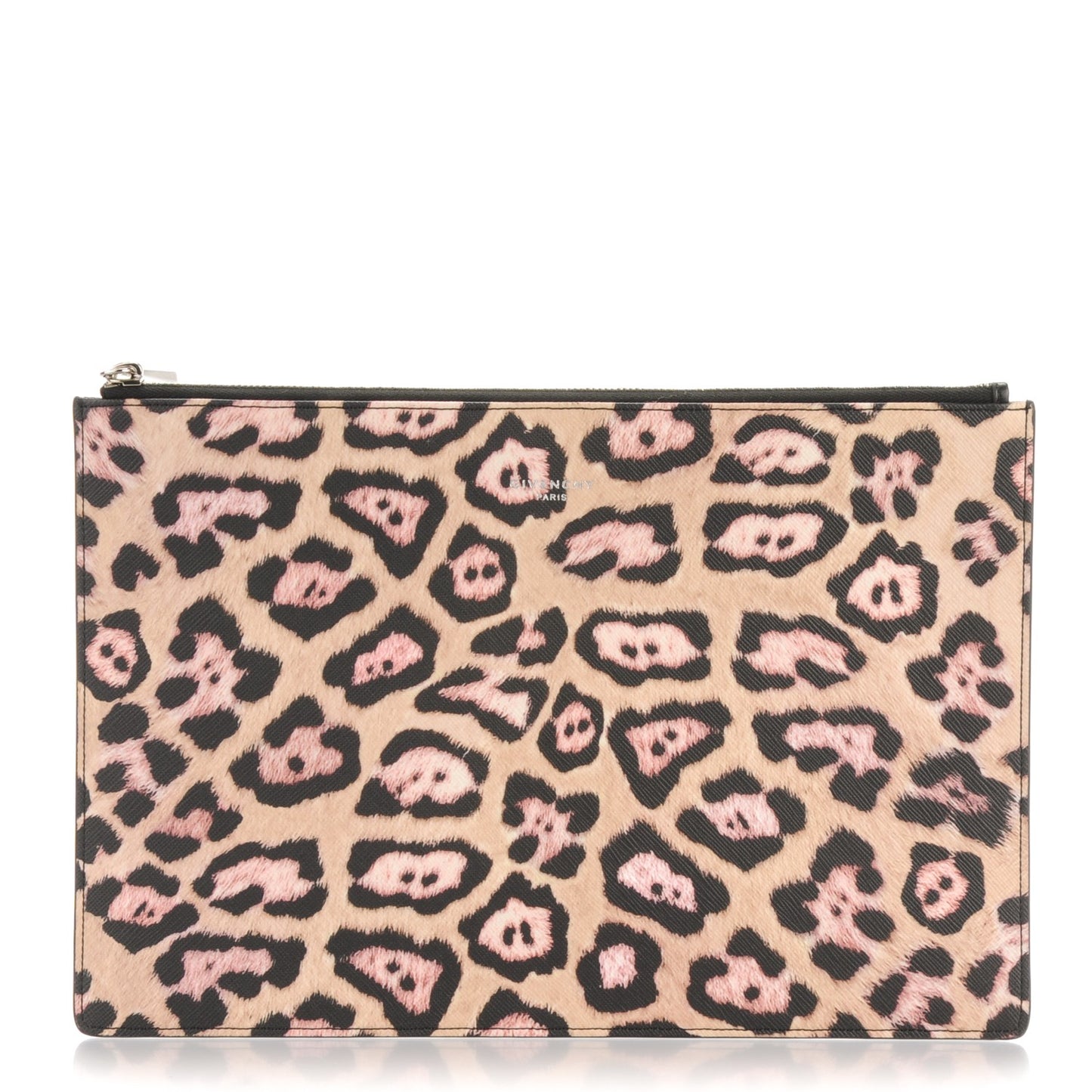 Coated Canvas Jaguar Print Zip Pouch