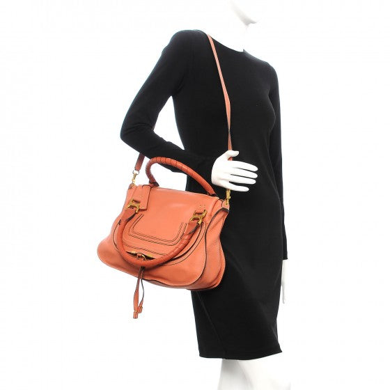 Calfskin Medium Marcie Satchel Coral