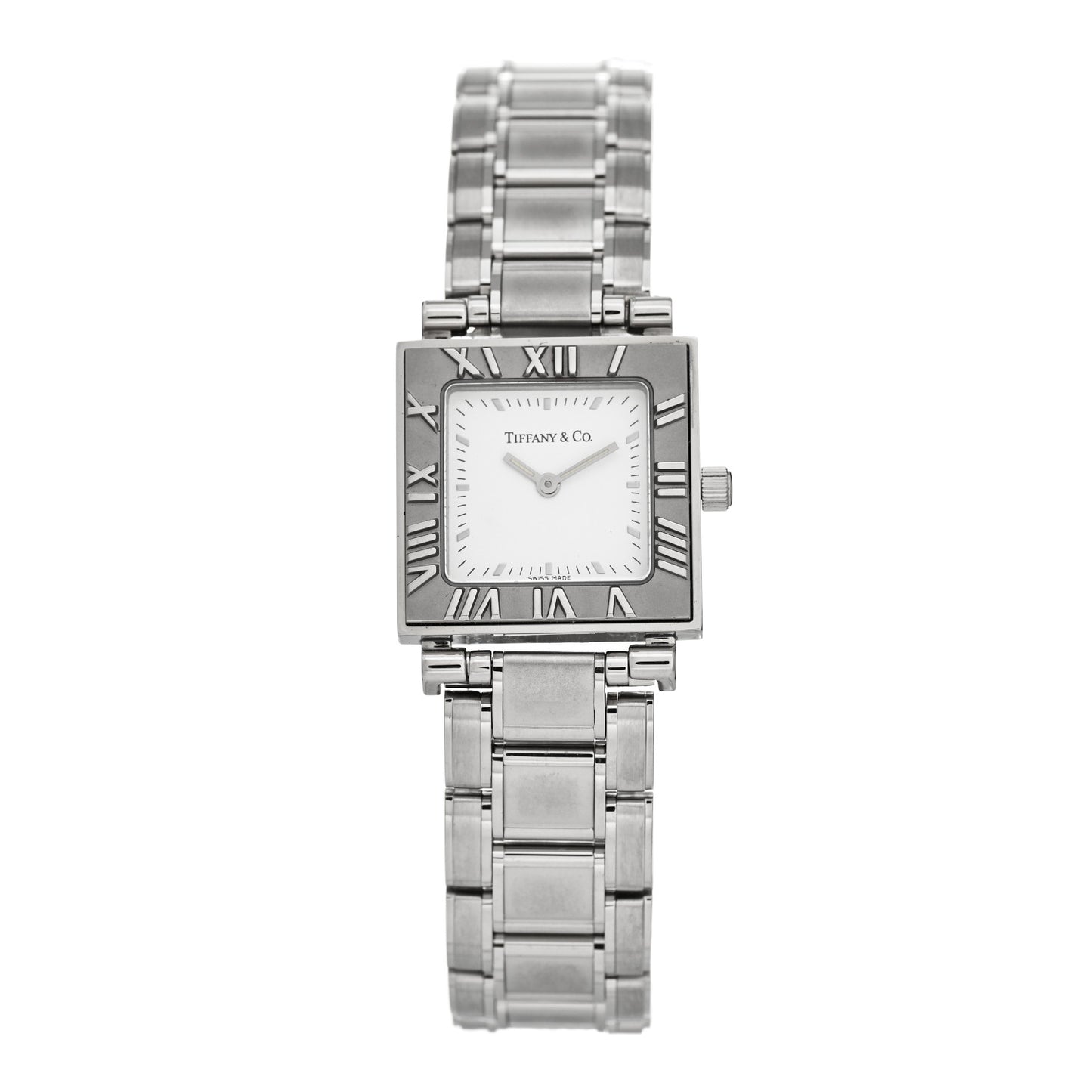 Stainless Steel 23mm Atlas Square Quartz Watch White