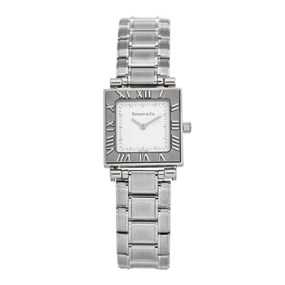 Tiffany Stainless Steel 23mm Atlas Square Quartz Watch White 1 of 5