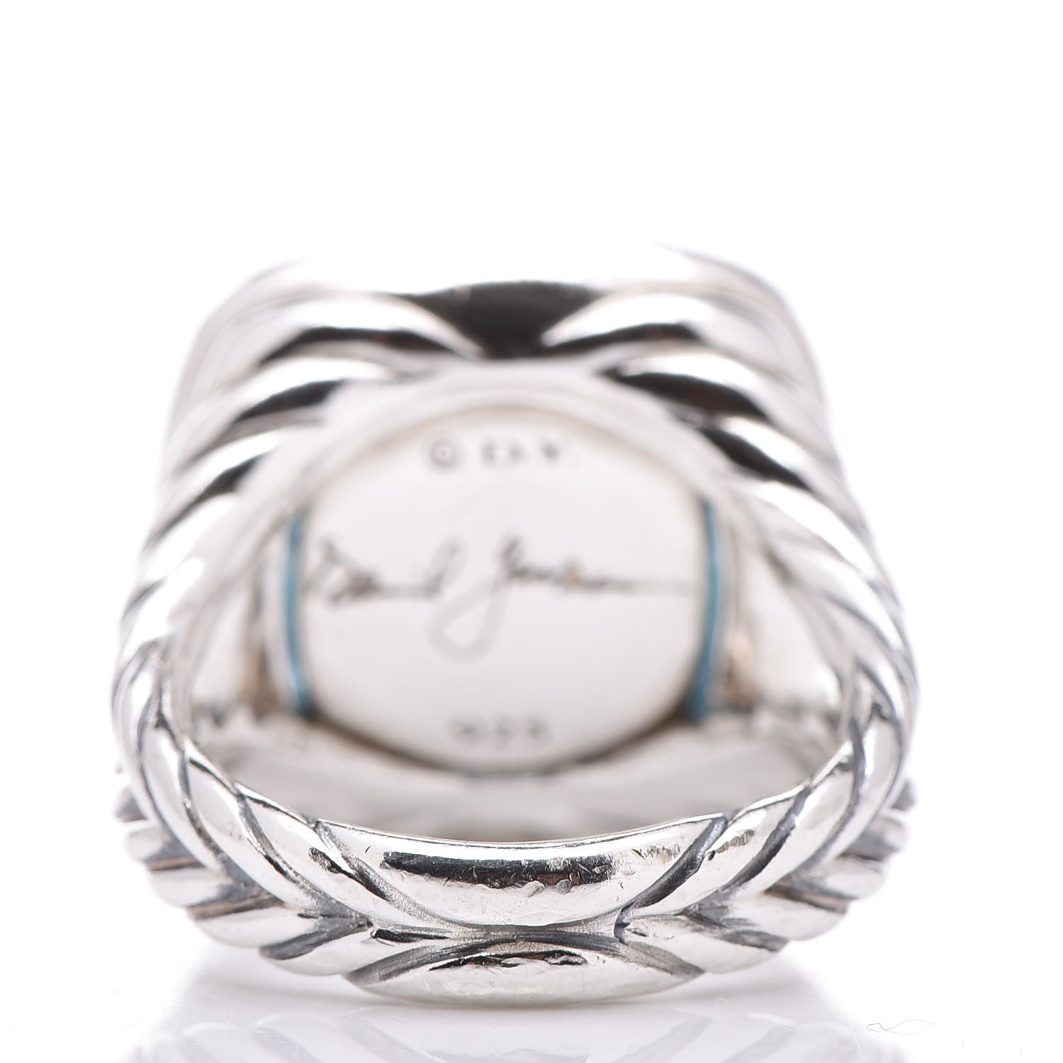 David Yurman Sterling Silver Diamond Blue Topaz 14mm Albion Ring 52 6 4 of 5