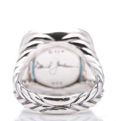 David Yurman Sterling Silver Diamond Blue Topaz 14mm Albion Ring 52 6 4 of 5