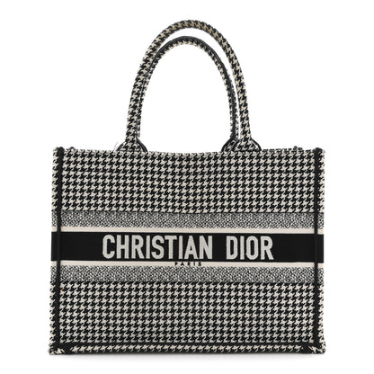 Christian Dior Canvas Houndstooth Embroidered Medium Book  Black White 1 of 14